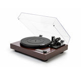 Dual CS-718Q manual turntable in Walnut, side view