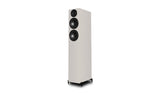 White floor-standing speaker on a white background