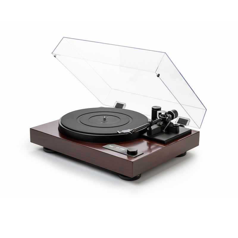 Dual CS-718Q manual turntable in Walnut, side view