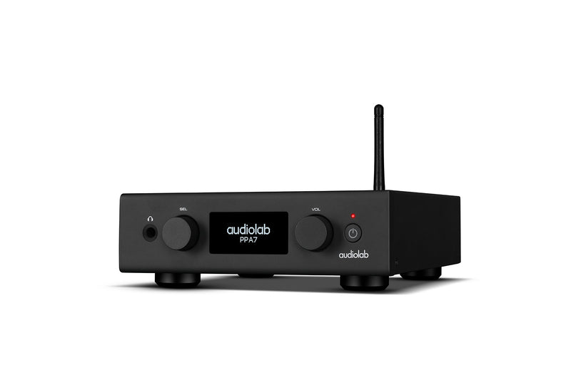 Audiolab PPA7 phono preamplifier in Black, angled front view