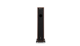 Tall dark brown speaker on a white background