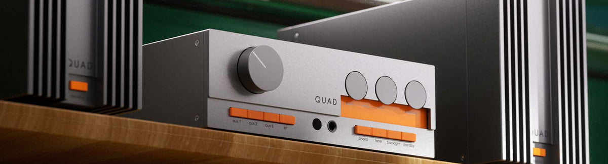 Quad Heritage Electronics - the Quad 3 integrated amplifier, 33 preamplifier, 303 power amplifier and 3CDT CD transport, the classic Quad separates rebuilt for modern systems.