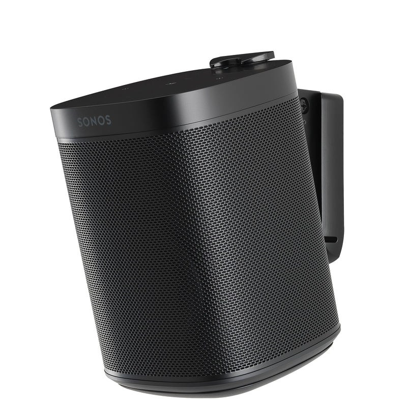 Premium, elegant, and easy to use Sonos One, One SL wall mount in black from Mountson Australia. The highest quality material, fit & finish with flat-rate shipping Australia Wide. Right Side View with Sonos ONE. 