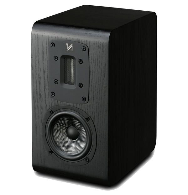 Quad S-2 Bookshelf Loudspeakers – Black – side view